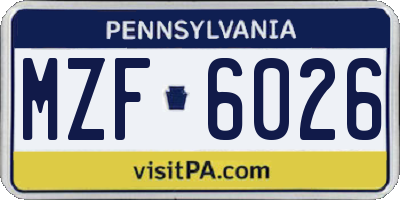 PA license plate MZF6026