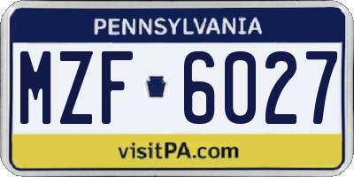 PA license plate MZF6027