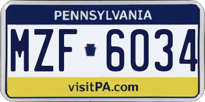 PA license plate MZF6034