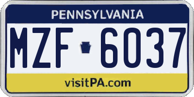 PA license plate MZF6037