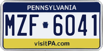 PA license plate MZF6041