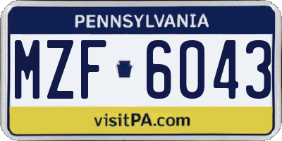 PA license plate MZF6043