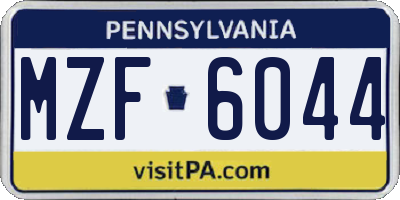 PA license plate MZF6044