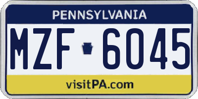 PA license plate MZF6045