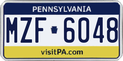 PA license plate MZF6048
