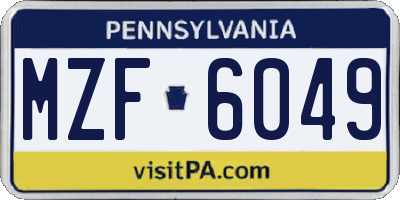 PA license plate MZF6049
