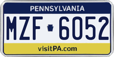 PA license plate MZF6052
