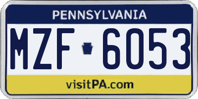 PA license plate MZF6053