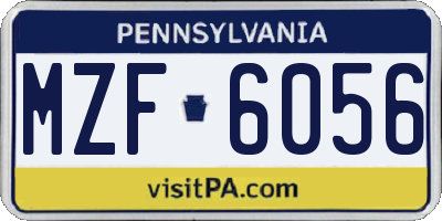 PA license plate MZF6056