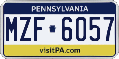 PA license plate MZF6057