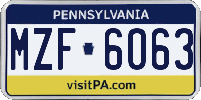 PA license plate MZF6063