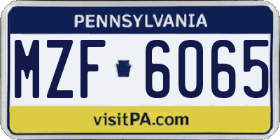 PA license plate MZF6065