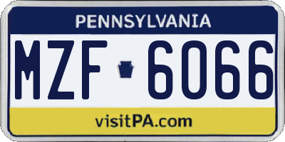 PA license plate MZF6066
