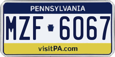 PA license plate MZF6067