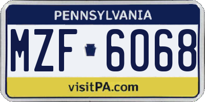PA license plate MZF6068