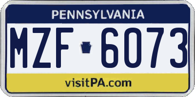 PA license plate MZF6073