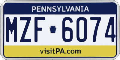 PA license plate MZF6074