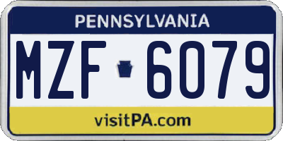 PA license plate MZF6079