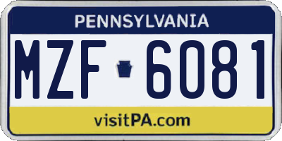 PA license plate MZF6081