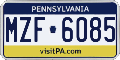 PA license plate MZF6085