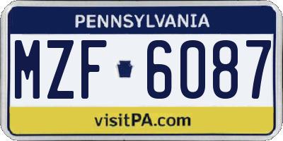 PA license plate MZF6087