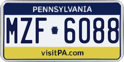 PA license plate MZF6088