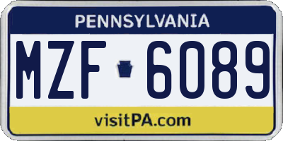 PA license plate MZF6089