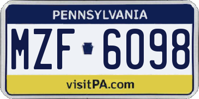 PA license plate MZF6098