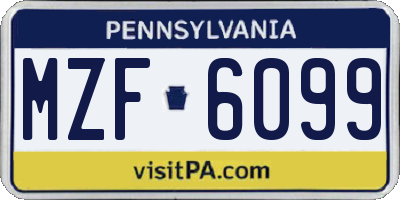 PA license plate MZF6099