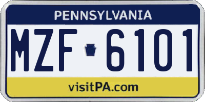 PA license plate MZF6101