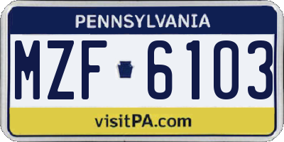 PA license plate MZF6103