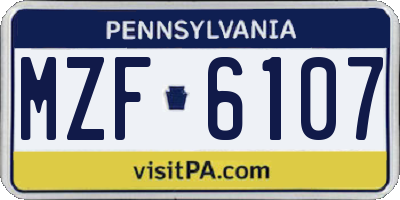 PA license plate MZF6107