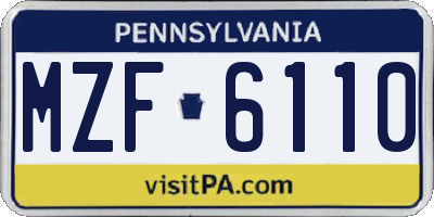 PA license plate MZF6110