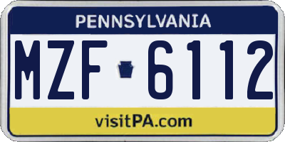 PA license plate MZF6112