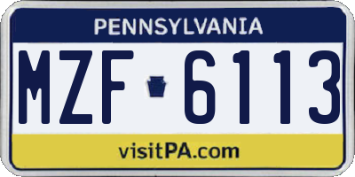 PA license plate MZF6113