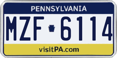 PA license plate MZF6114