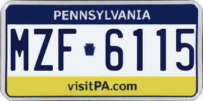 PA license plate MZF6115