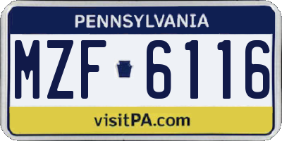 PA license plate MZF6116