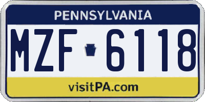 PA license plate MZF6118