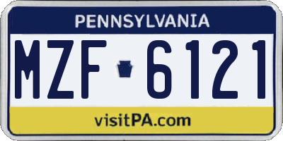 PA license plate MZF6121