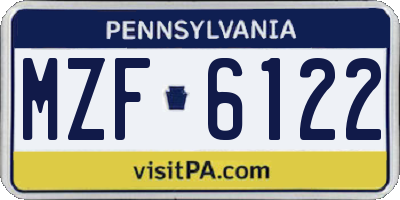 PA license plate MZF6122