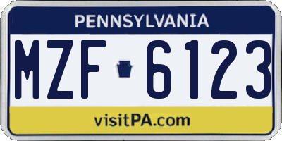 PA license plate MZF6123