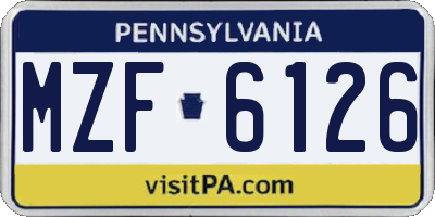 PA license plate MZF6126