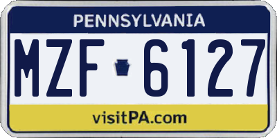 PA license plate MZF6127