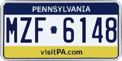 PA license plate MZF6148