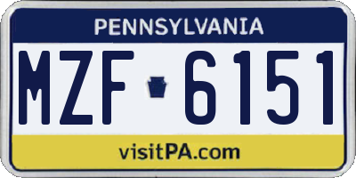 PA license plate MZF6151