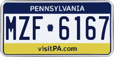PA license plate MZF6167