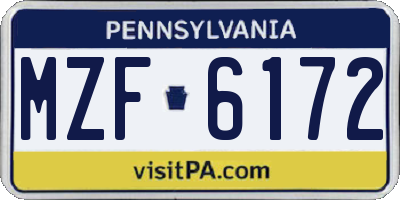 PA license plate MZF6172