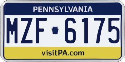 PA license plate MZF6175