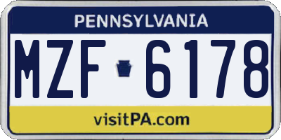 PA license plate MZF6178